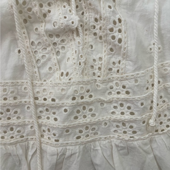 Free People Ivory Eyelet Lace-Up Mini Dress in size small - Picture 6 of 11